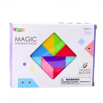 LEAN TOYS Magnetische Tangram-Blöcke Buntes Puzzle-Sticker-Set 9 Stück