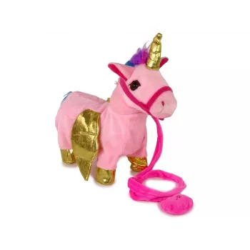 LEAN TOYS Maskottchen Interaktives Pferd Rosa Goldene Flügel Musik