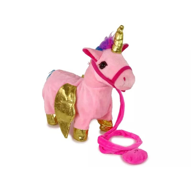 LEAN TOYS Maskottchen Interaktives Pferd Rosa Goldene Flügel Musik