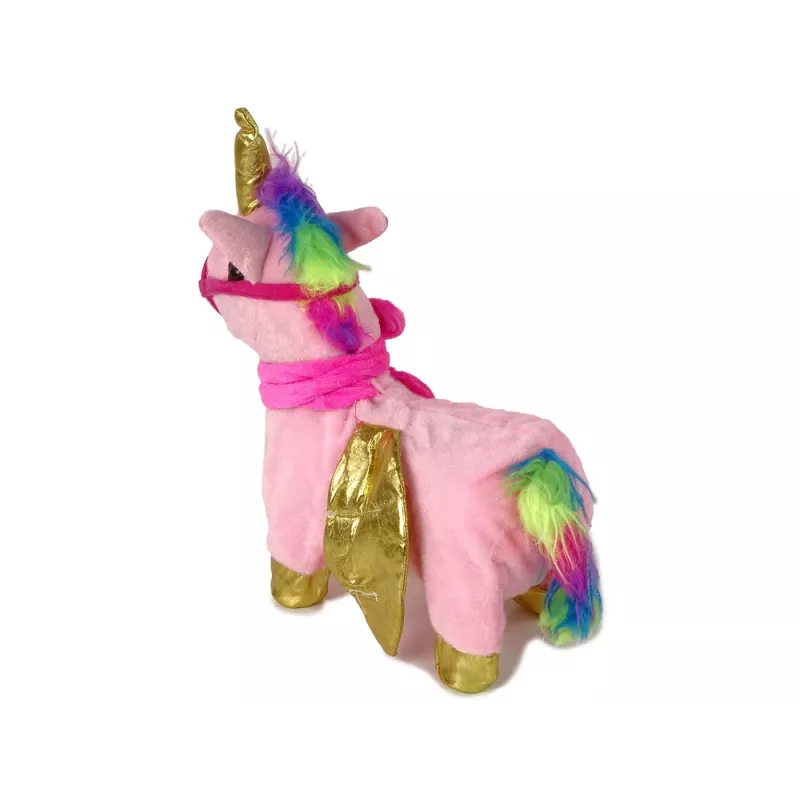 LEAN TOYS Maskottchen Interaktives Pferd Rosa Goldene Flügel Musik