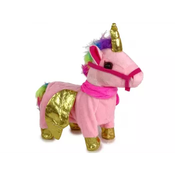 LEAN TOYS Maskottchen Interaktives Pferd Rosa Goldene Flügel Musik