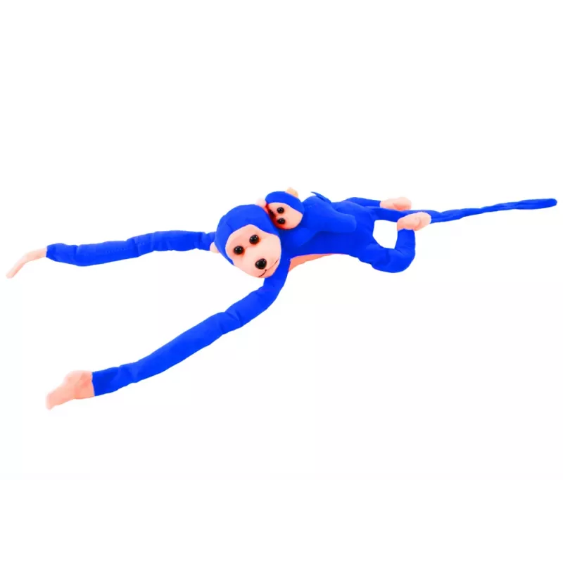LEAN TOYS Mascot Plush Monkey with Baby, Blue 90 cm