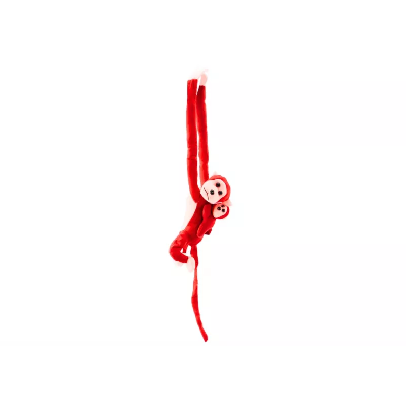 LEAN TOYS Maskottchen Plüschaffe mit Baby, Rot 70 cm