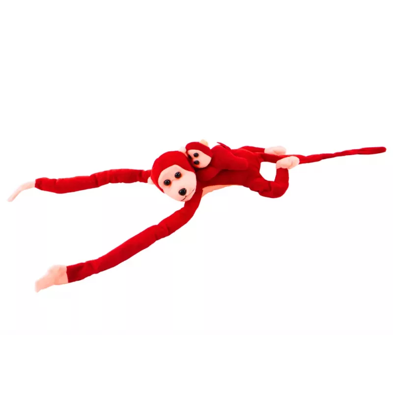 LEAN TOYS Maskottchen Plüschaffe mit Baby, Rot 70 cm