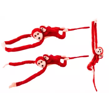 LEAN TOYS Maskottchen Plüschaffe mit Baby, Rot 70 cm