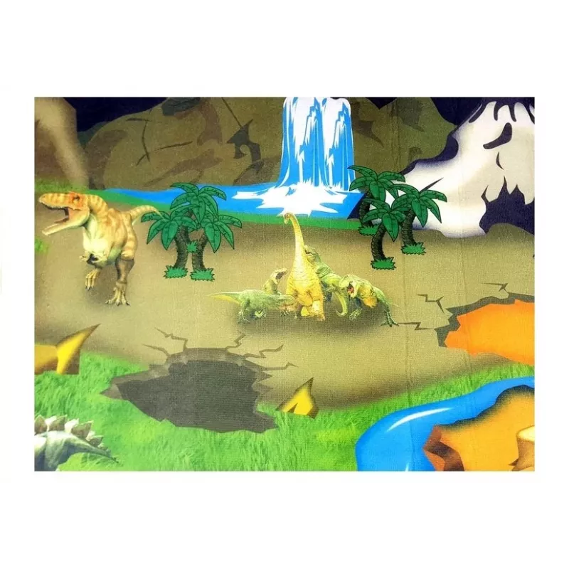 LEAN TOYS Matte mit Dinosauriern pädagogischer Teppich - rutschfeste Spielmatte für Kinder, ab 12 Monaten, strapazierfähiges Polyester, Dinosaurier-Thema, Innenbereich