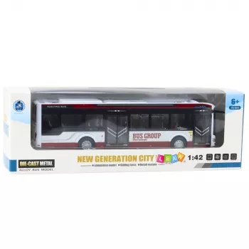 LEAN TOYS Metall City Bus mit Sound und Licht 1:42