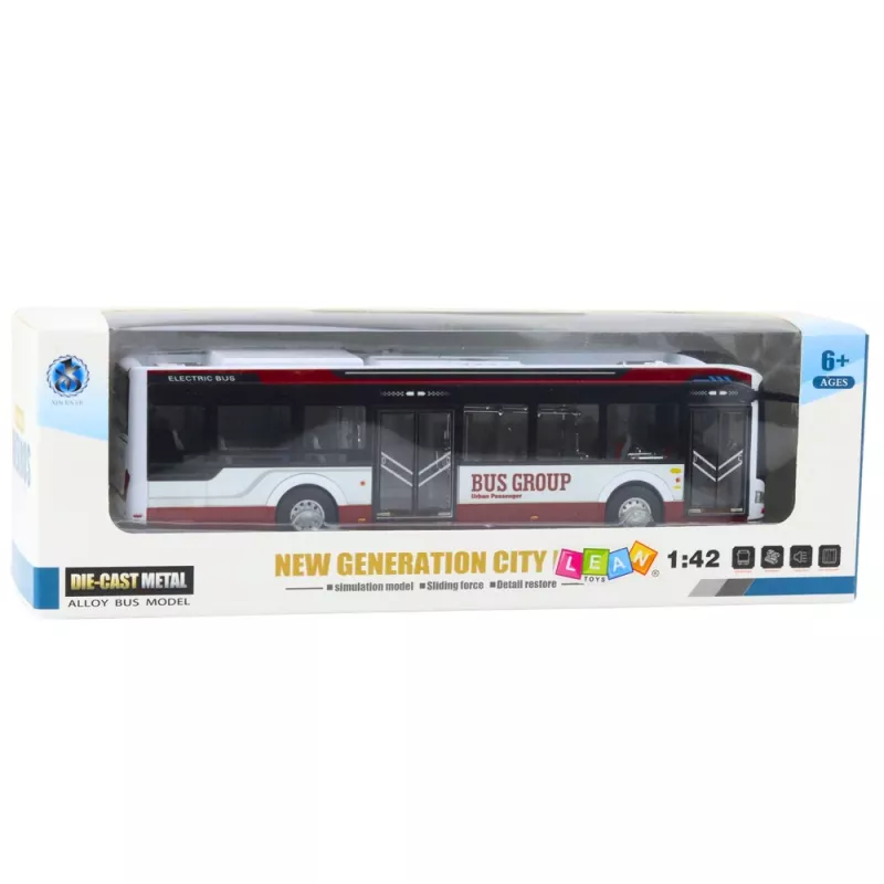 LEAN TOYS Metall City Bus mit Sound und Licht 1:42