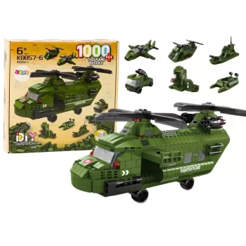 LEAN TOYS Militärhubschrauber-Bausatz Militärgrün 1000 Teile