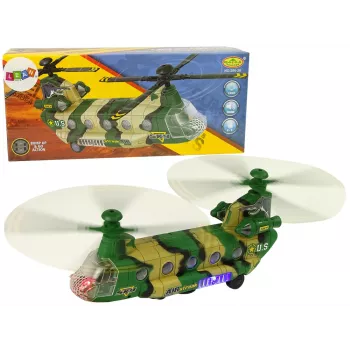 LEAN TOYS Militärhubschrauber mit großen Rotorblättern, Lichtern und Sound Moro