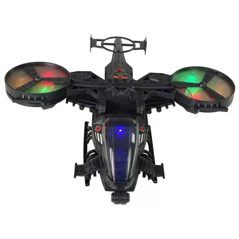 LEAN TOYS Militärhubschrauber mit großen Flügeln, Lichtern, Sound und Rotation