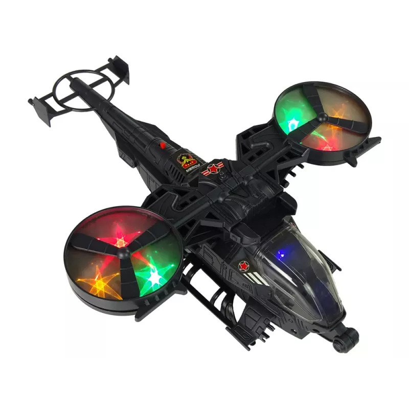 LEAN TOYS Militärhubschrauber mit großen Flügeln, Lichtern, Sound und Rotation