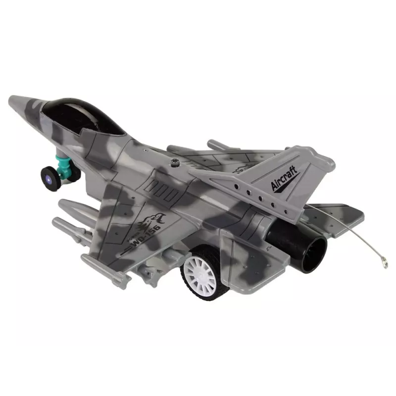 LEAN TOYS Militär-Jet-Kampfflugzeug ferngesteuertes RC Flugzeug Grau Lichter