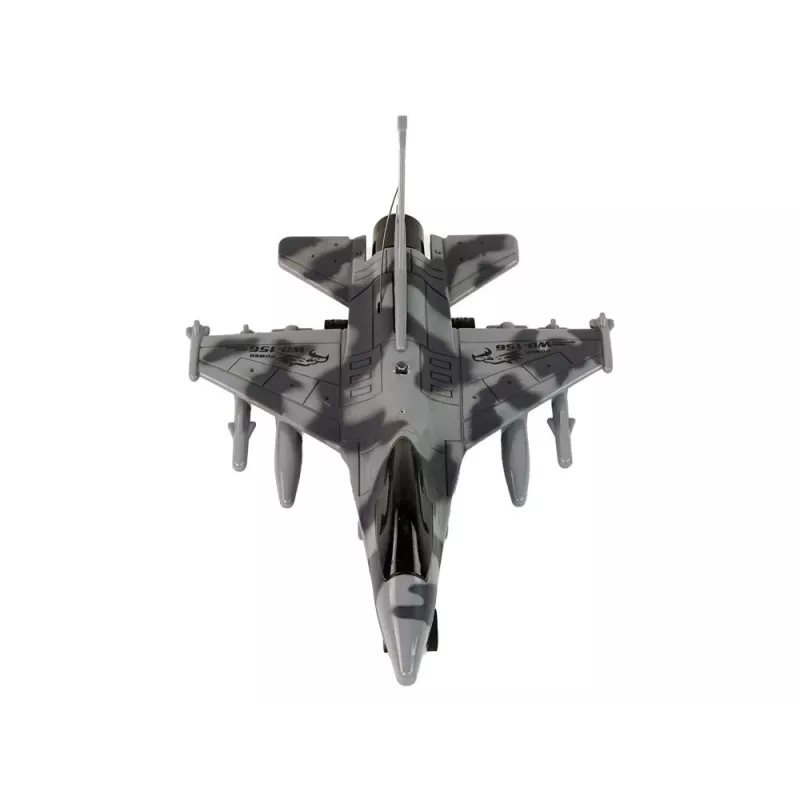 LEAN TOYS Militär-Jet-Kampfflugzeug ferngesteuertes RC Flugzeug Grau Lichter