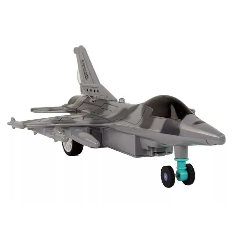 LEAN TOYS Militär-Jet-Kampfflugzeug ferngesteuertes RC Flugzeug Grau Lichter