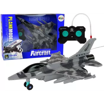 LEAN TOYS Militär-Jet-Kampfflugzeug ferngesteuertes RC Flugzeug Grau Lichter