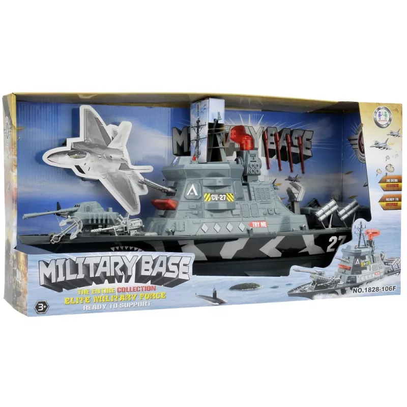 LEAN TOYS Militär-Set Militärschiff Schlachtarmee Kanonen Lichter Geräusche
