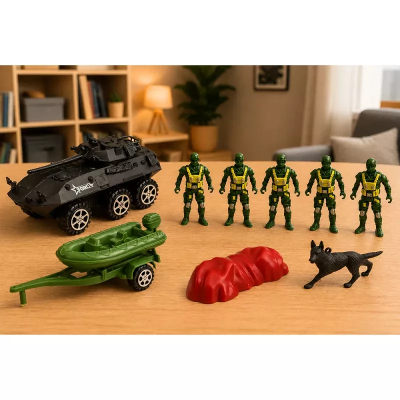 LEAN TOYS Militär-Set Soldaten mit Schützenpanzer 14 Teile