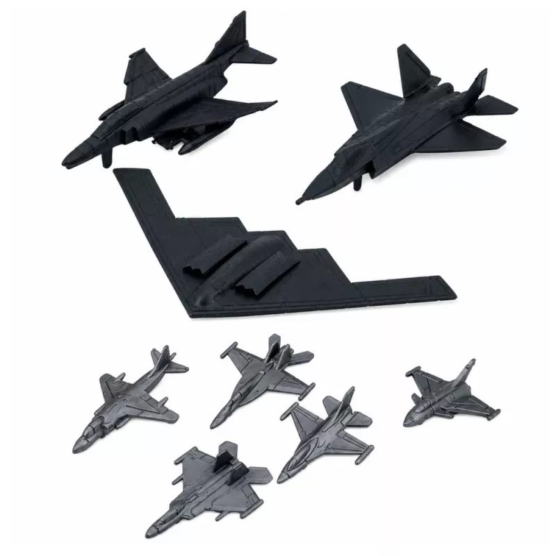 LEAN TOYS Militär-Set Soldaten Fahrzeuge Schiffe Kampfjets Basis 54 Stück