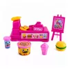 LEAN TOYS Mini-Puppenset mit Registrierkasse, Verkäuferin, Hamburger, Eiscreme-Zubehör
