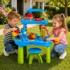 LEAN TOYS Mehrstufiger Wassertisch-Spielplatz mit Stuhl, Zubehör und Formen, 63 cm