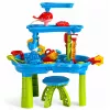 LEAN TOYS Mehrstufiger Wassertisch-Spielplatz mit Stuhl, Zubehör und Formen, 63 cm