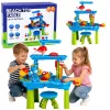 LEAN TOYS Mehrstufiger Wassertisch-Spielplatz mit Stuhl, Zubehör und Formen, 63 cm