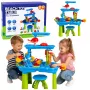 LEAN TOYS Mehrstufiger Wassertisch-Spielplatz mit Stuhl, Zubehör und Formen, 63 cm