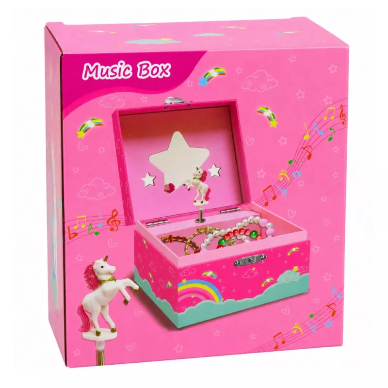 LEAN TOYS Musikbox Schmuckkästchen rotierendes Einhorn Pink