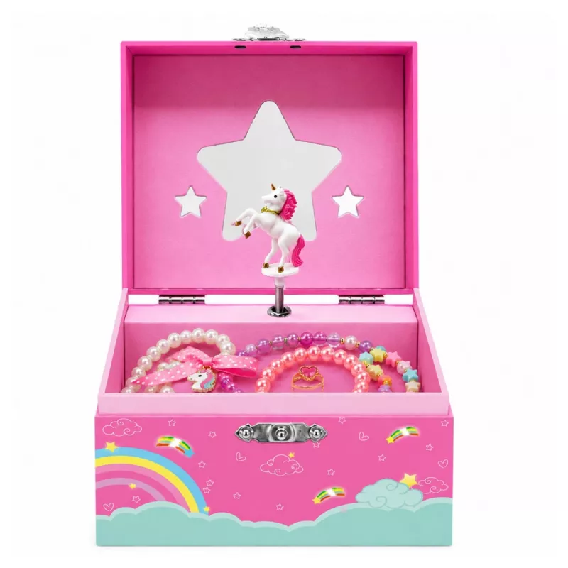 LEAN TOYS Musikbox Schmuckkästchen rotierendes Einhorn Pink