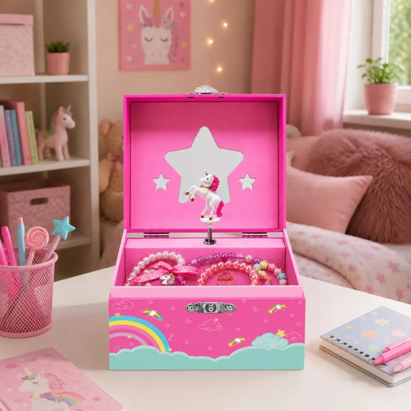 LEAN TOYS Musikbox Schmuckkästchen rotierendes Einhorn Pink