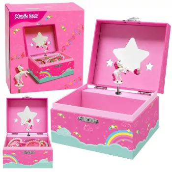 LEAN TOYS Musikbox Schmuckkästchen rotierendes Einhorn Pink
