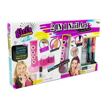 LEAN TOYS Nagellack-Set mit Glitter-Dispenser und farbigen Stickern
