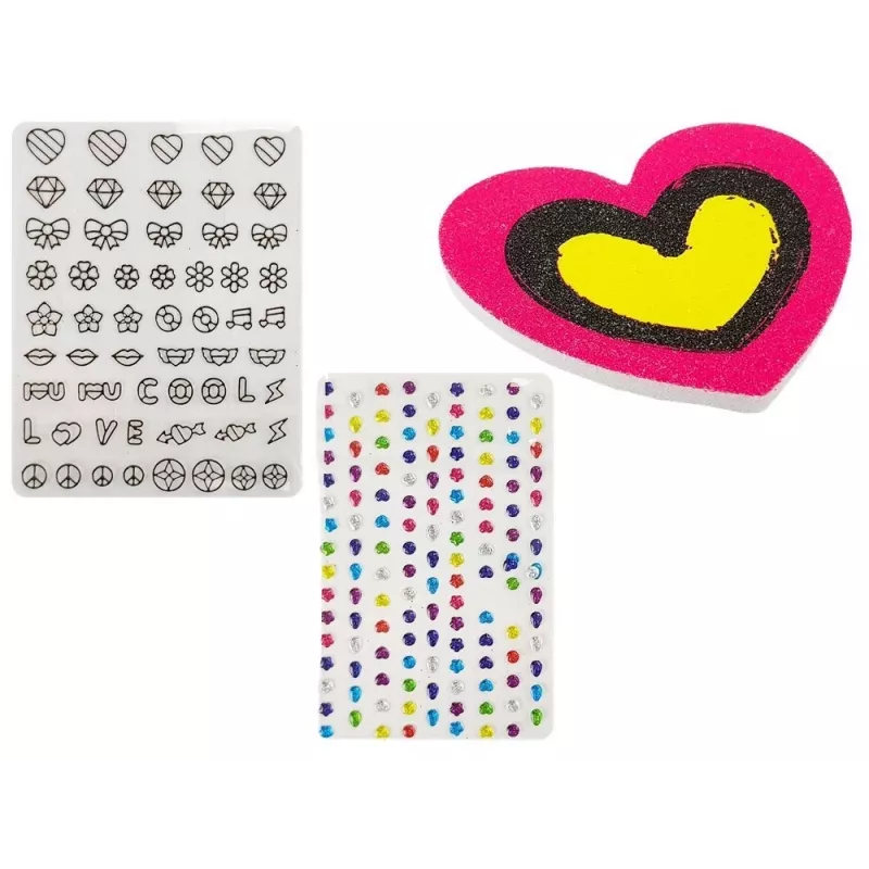 LEAN TOYS Nagellack-Set mit Glitter-Dispenser und farbigen Stickern