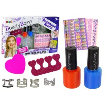 LEAN TOYS Nagellack-Set mit Nagellacken, Glitzer, Aufklebern und Ringen