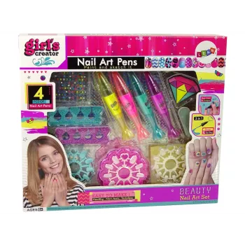 LEAN TOYS Nagellack-Set mit Nagellacken, Stiften und farbigen Aufklebern