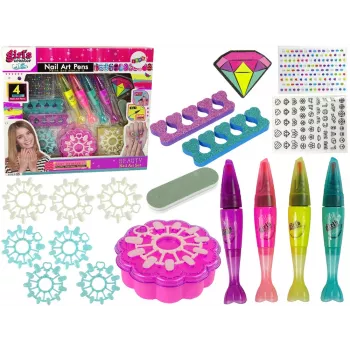 LEAN TOYS Nagellack-Set mit Nagellacken, Stiften und farbigen Aufklebern