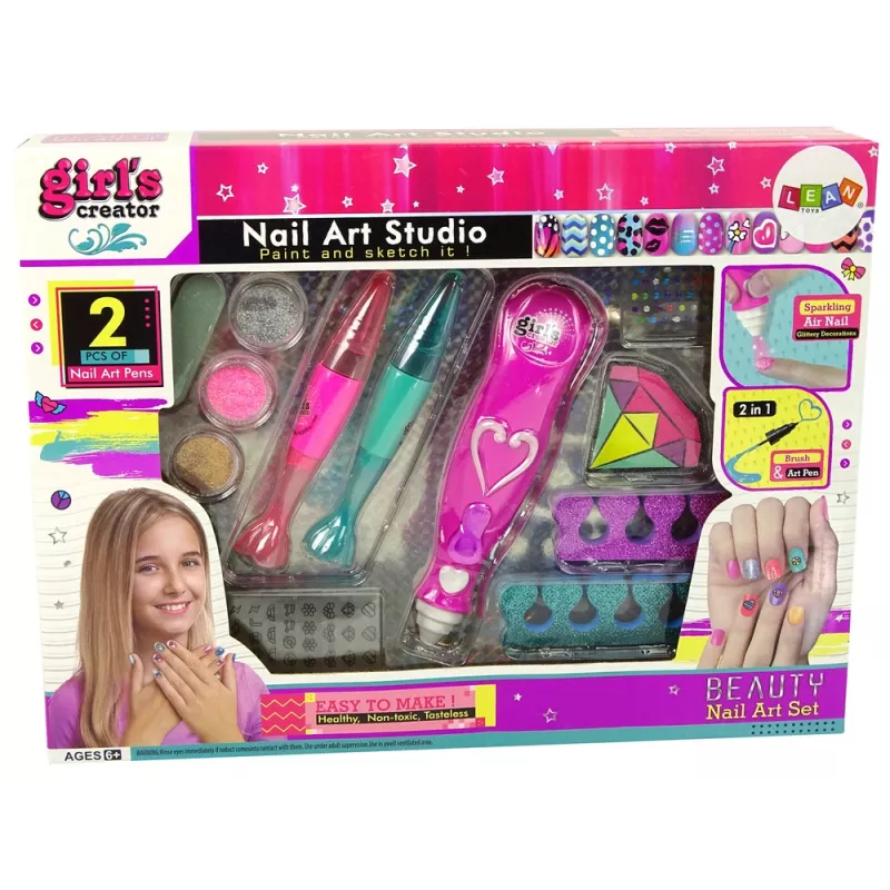 LEAN TOYS Nagelmal-Set Nagelstifte Glitzerstreuer Diamanten
