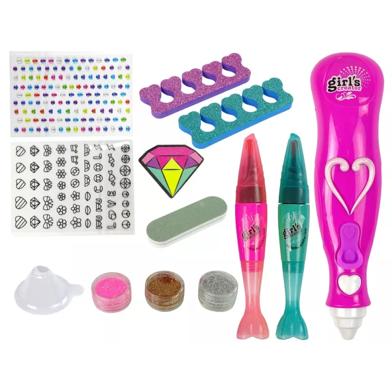 LEAN TOYS Nagelmal-Set Nagelstifte Glitzerstreuer Diamanten
