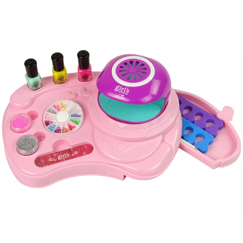 LEAN TOYS Nagellack-Set mit Nagelglitter, Trockner und Aufklebern