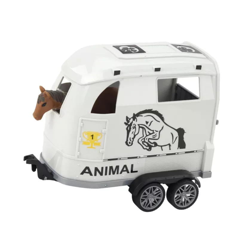 LEAN TOYS Offroad-Fahrzeug mit Pferdeanhänger, Figur, Lichtern und Geräuschen