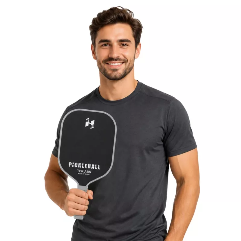 LEAN TOYS Pickleball Tennis Badminton Schläger Set mit 2 Bällen Schwarz und Grau