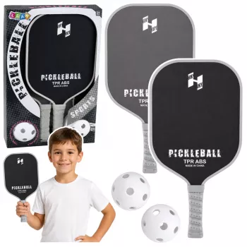 LEAN TOYS Pickleball Tennis Badminton Schläger Set mit 2 Bällen Schwarz und Grau