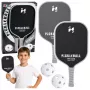 LEAN TOYS Pickleball Tennis Badminton Schläger Set mit 2 Bällen Schwarz und Grau