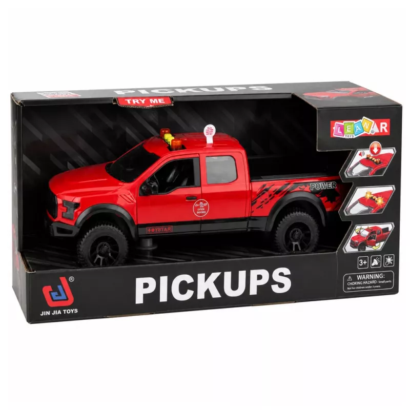 LEAN TOYS Pickup Truck 1:12 RC mit öffnenden Türen, Rücklichtern, Sounds – Rot