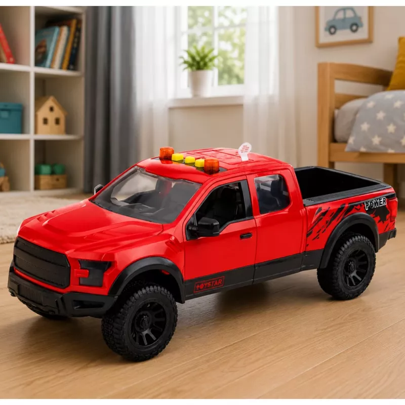 LEAN TOYS Pickup Truck 1:12 RC mit öffnenden Türen, Rücklichtern, Sounds – Rot