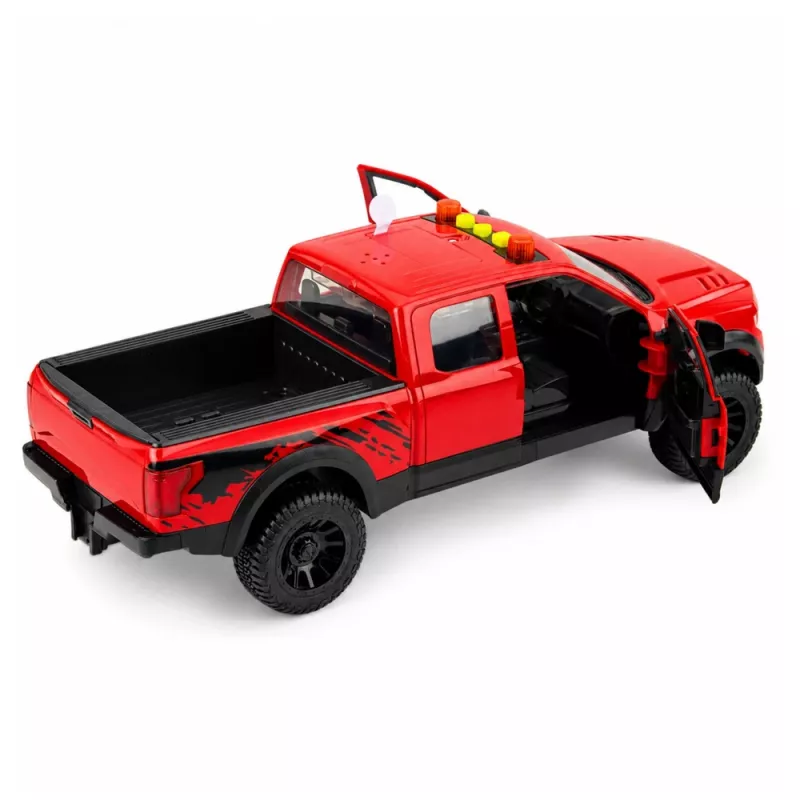 LEAN TOYS Pickup Truck 1:12 RC mit öffnenden Türen, Rücklichtern, Sounds – Rot