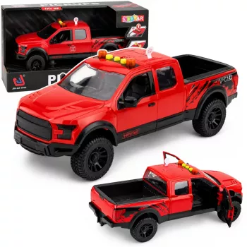 LEAN TOYS Pickup Truck 1:12 RC mit öffnenden Türen, Rücklichtern, Sounds – Rot
