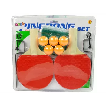 LEAN TOYS Tischtennis-Set mit Schlägern und 5 Bällen inkl. Netz