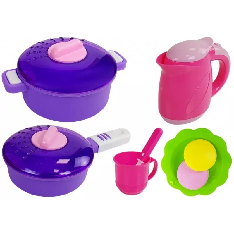 LEAN TOYS Pink Kitchen mit Wasser-Töpfen, Lebensmitteln und Sound